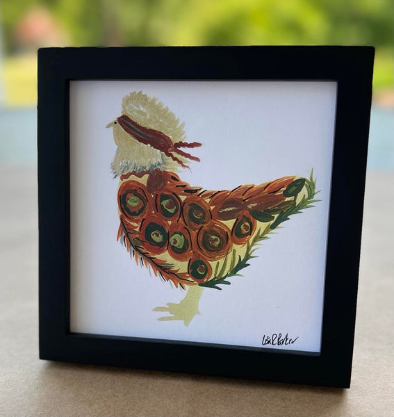 5x5 framed Orange Hen