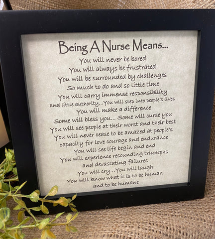 5x5 framed Nurse Poem